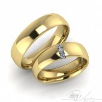 9. Geelgouden trouwringen met diamant. Paar 1195.-