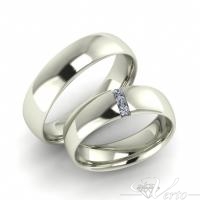 10. Witgouden trouwringen met diamant. Paar 1195.-