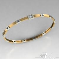 Bicolor gouden armband met diamant en saffier op verzoek klant gemaakt